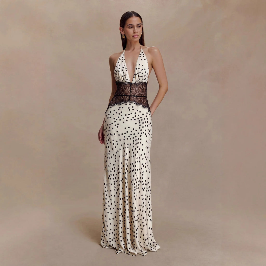 Polka-Dot Maxikleid Rückenfrei - JWANOFFIZIELL
