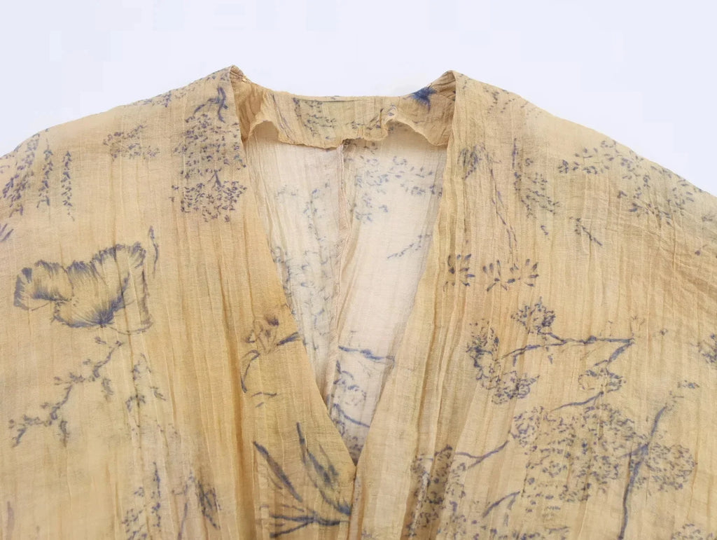 Boho Batik-Bluse mit V-Ausschnitt - JWANOFFIZIELL