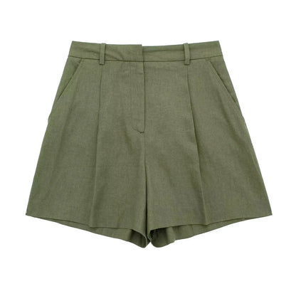 Elegantes Weste-Set Damen – V-Ausschnitt Slim Fit & Plissee-Shorts Sommer