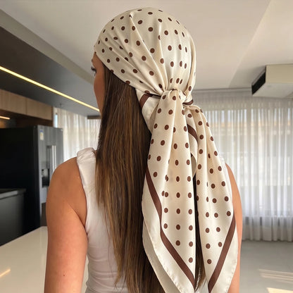 Gepunkteter Satin-Seidenschal Damen – Quadratisches Halstuch Haarband Kopftuch