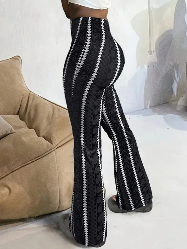 Retro-Print Flared Leggings - JWANOFFIZIELL