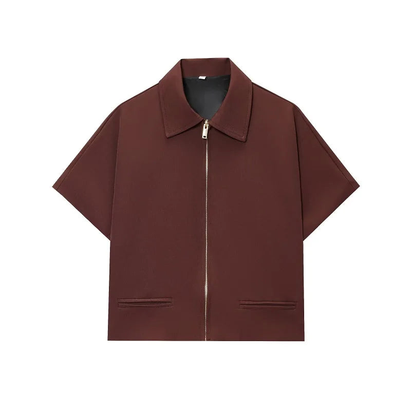 Cropped Varsity-Jacke Damen – Reißverschluss Kurzarm College-Style Streetwear