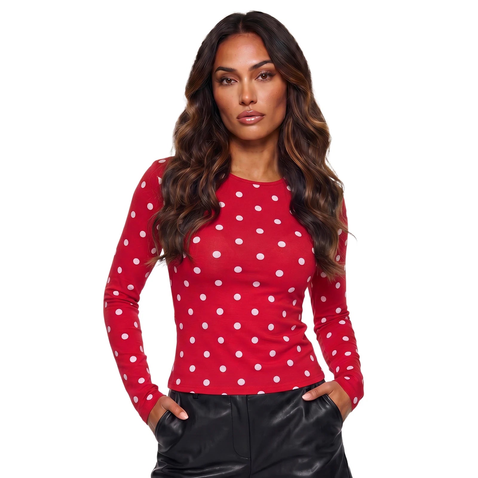 Punkte-Print Langarmshirt Slim Fit - JWANOFFIZIELL