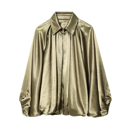 Damen Oversized Bomber Jacke mit Reißverschluss Vintage