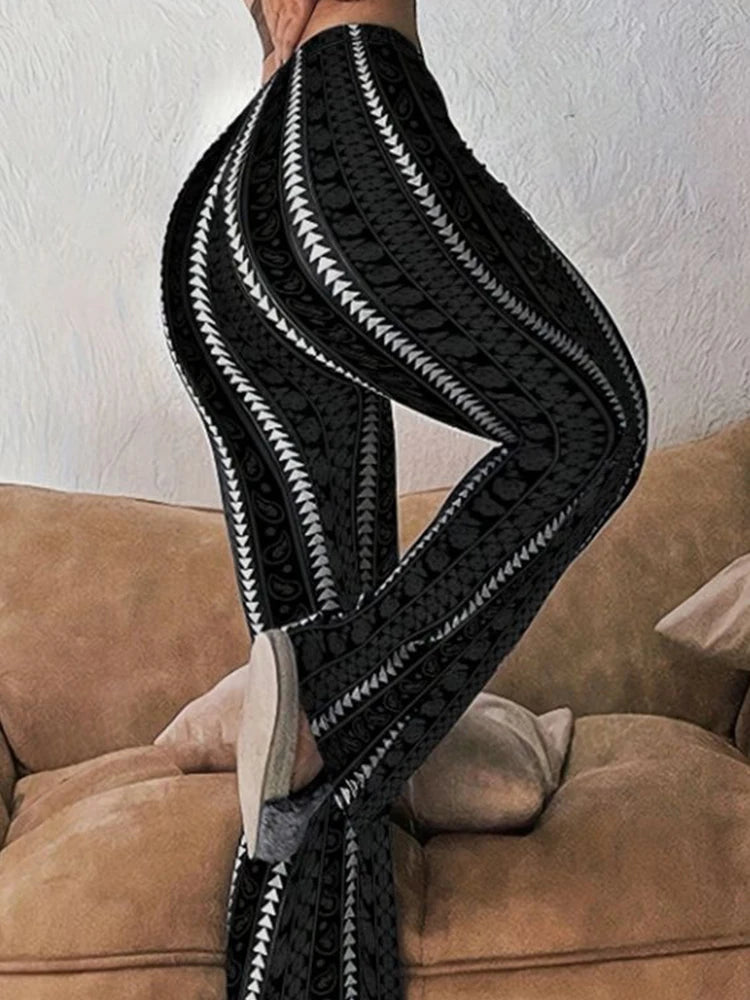 Retro-Print Flared Leggings - JWANOFFIZIELL