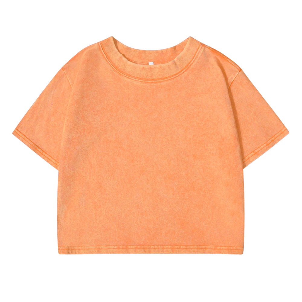 Washed Baumwoll Crop-Shirt Y2K - JWANOFFIZIELL