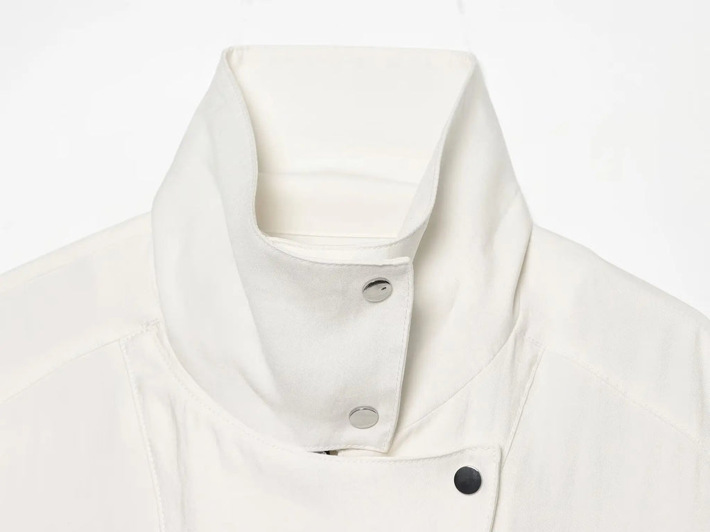 Cropped Jacke Stehkragen Weiß - JWANOFFIZIELL