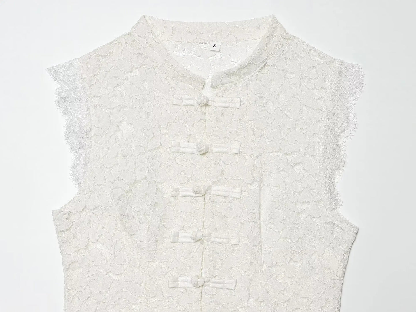 Spitzen-Weste Damen – Y2K Hollow-Out Streetwear Ärmellos Einzelknopf