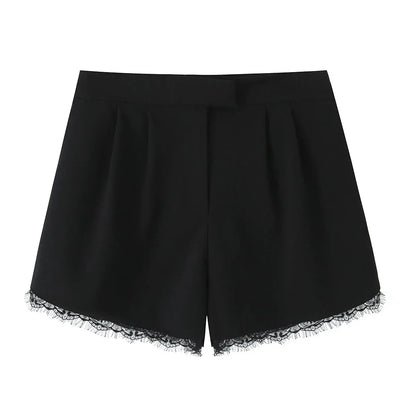 Elegantes Spitzen-Blazer-Set – Kurzer Blazer & Shorts | Business & Party Look