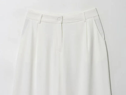 Weißes Wide-Leg Hosen-Set Damen – Lässige High-Waist Streetwear Hose mit Top