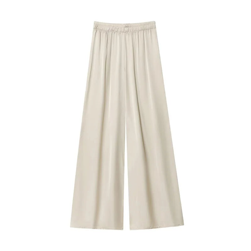 Weite Plissee-Hose Damen – High-Waist Casual Baggy Sommerhose in Schwarz