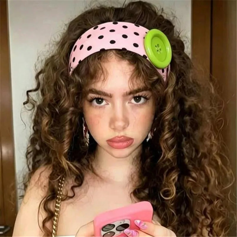 Polka-Dot Haarband mit Knopf-Detail - JWANOFFIZIELL