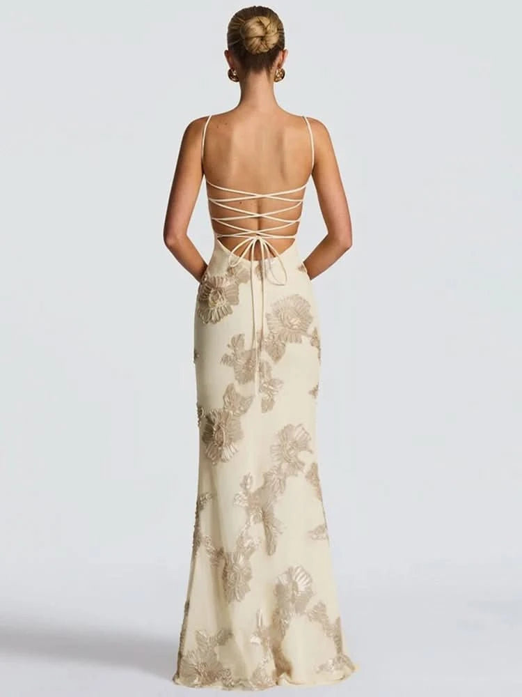 Blumen-Stickerei Maxikleid - JWANOFFIZIELL