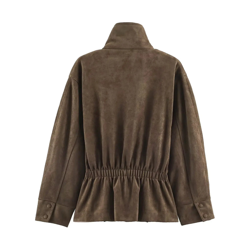 Veloursleder-Jacke Gürtel Minimal - JWANOFFIZIELL