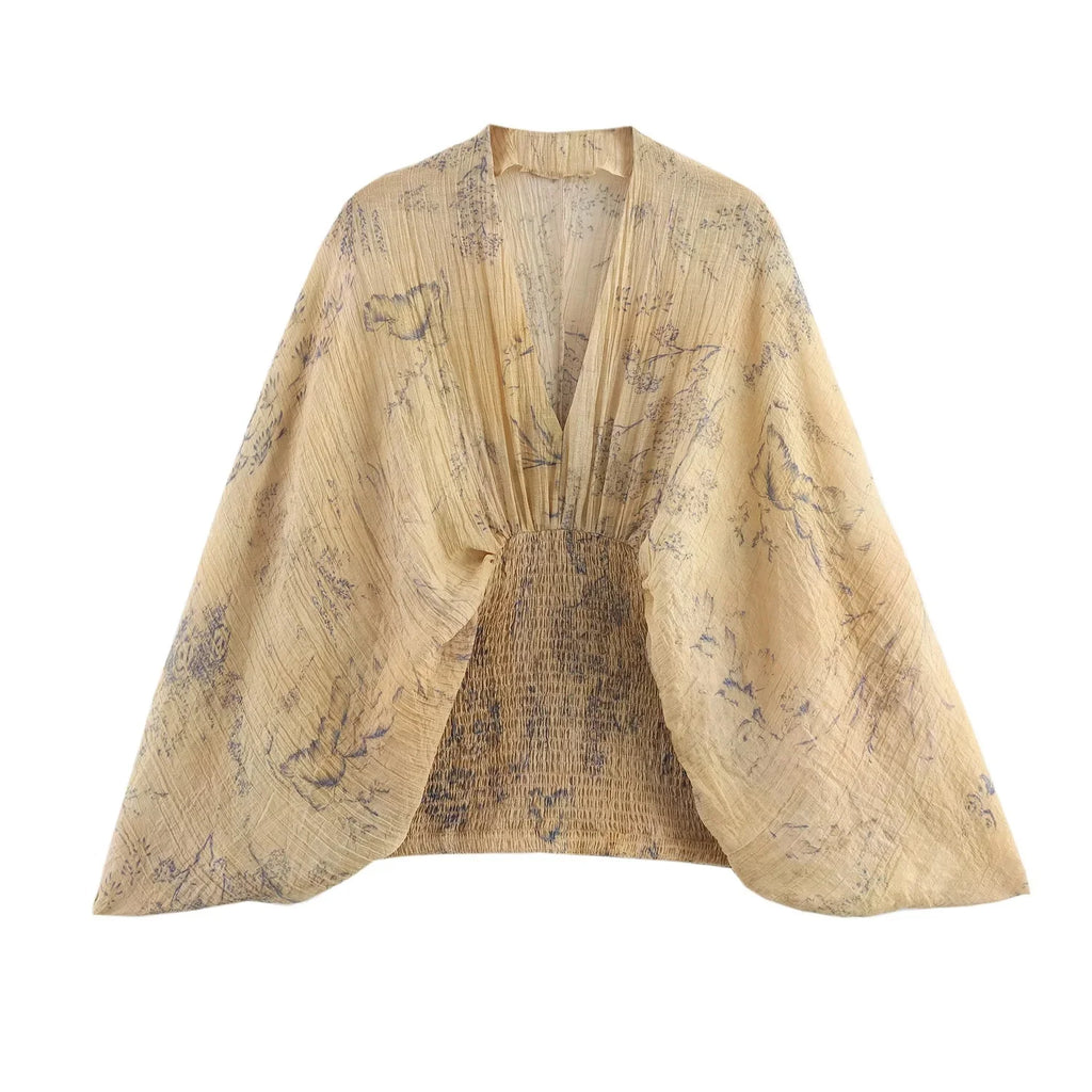 Boho Batik-Bluse mit V-Ausschnitt - JWANOFFIZIELL