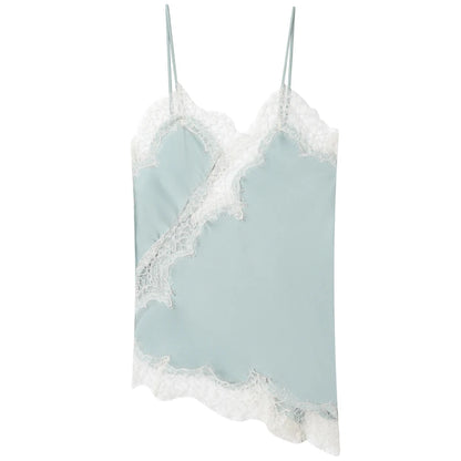 Damen Asymmetrisches Spitzen Camisole Top Off-Shoulder Y2K