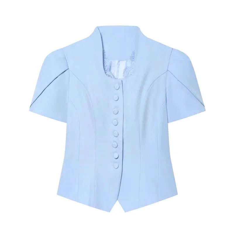 Puffärmel Spitzen-Blazer