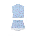 Spitzen Shorts Set in Blau - JWANOFFIZIELL