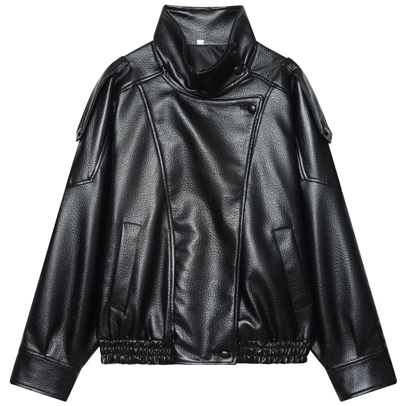 Kunstleder-Bomberjacke Motorrad-Stil - JWANOFFIZIELL