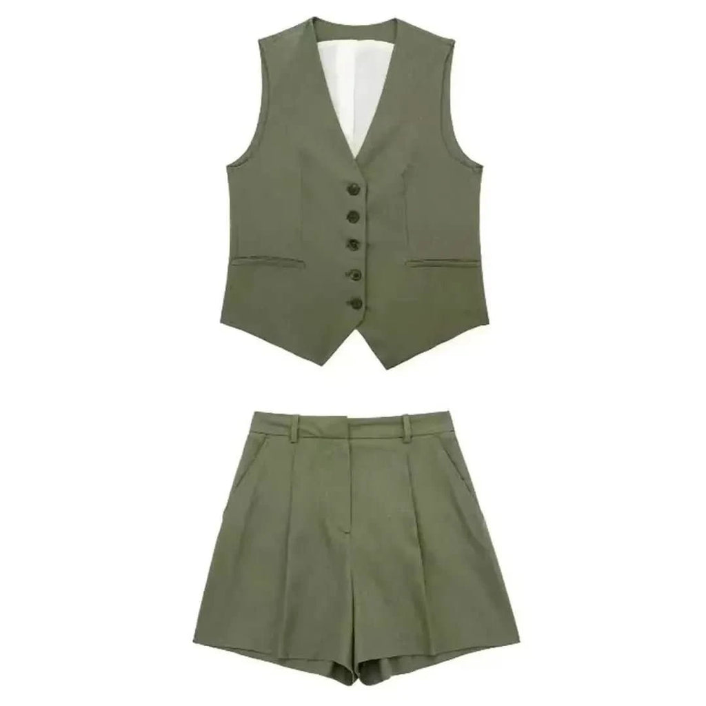 V-Neck Zweiteiler in Militärgrün - JWANOFFIZIELL