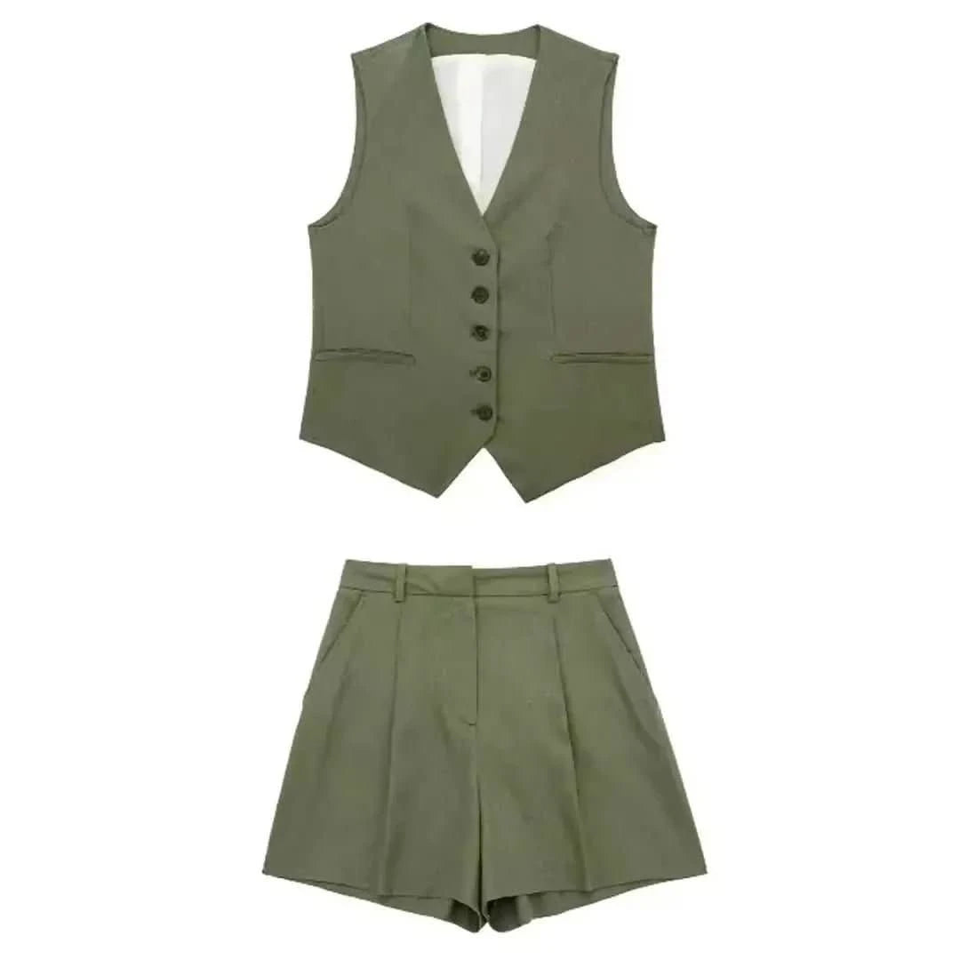 V-Neck Zweiteiler in Militärgrün - JWANOFFIZIELL