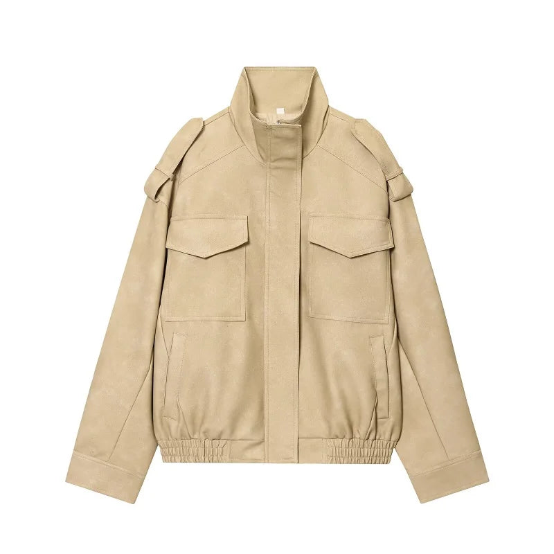Veloursleder-Bomberjacke Oversize - JWANOFFIZIELL
