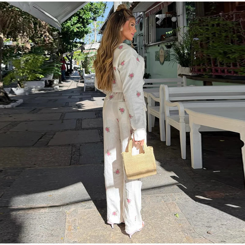 Spitzen-Patchwork Jumpsuit mit Print - JWANOFFIZIELL
