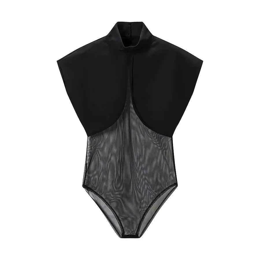 Tüll Patchwork Bodysuit