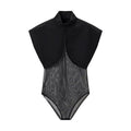 Tüll Patchwork Bodysuit in Schwarz - JWANOFFIZIELL
