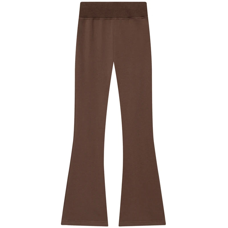 Trendige Fleece Flared-Hose mit Hohem Bund – Weiche Ausgestellte Freizeithose