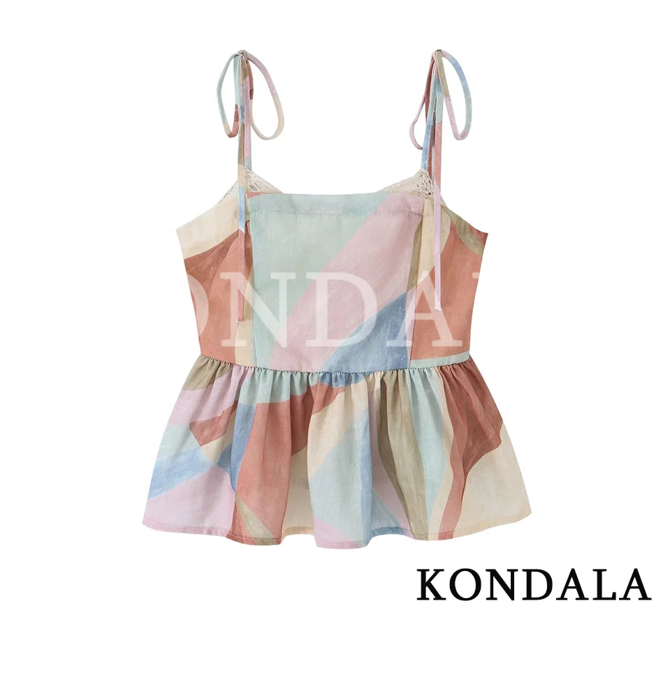 Buntes Print-Set – Ärmelloses Cami-Top & Weite Hose für den Sommer