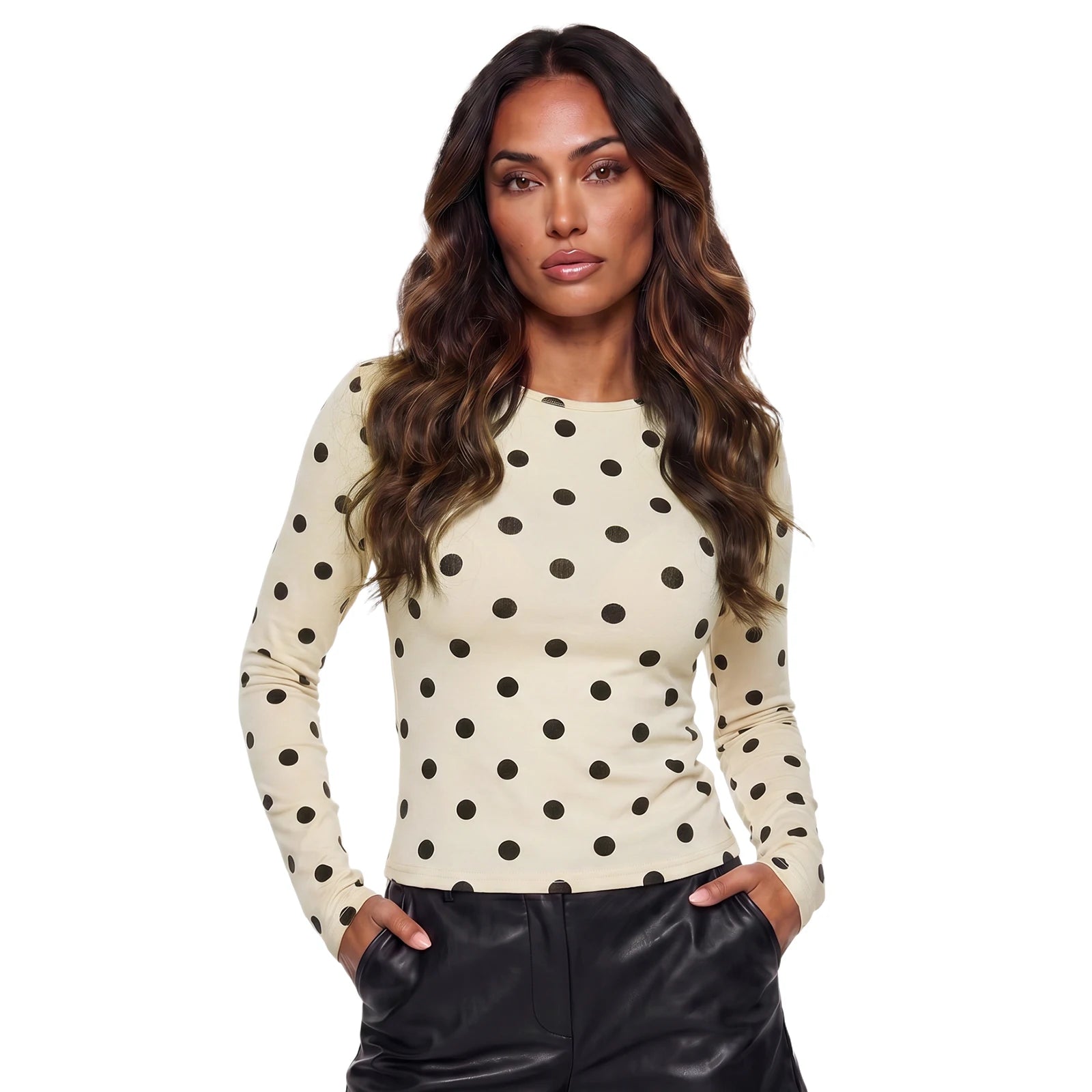 Punkte-Print Langarmshirt Slim Fit - JWANOFFIZIELL