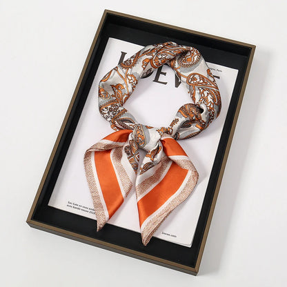 Luxuriöses Satin-Seidentuch Damen – Quadratisches Markentuch mit Blumenmuster