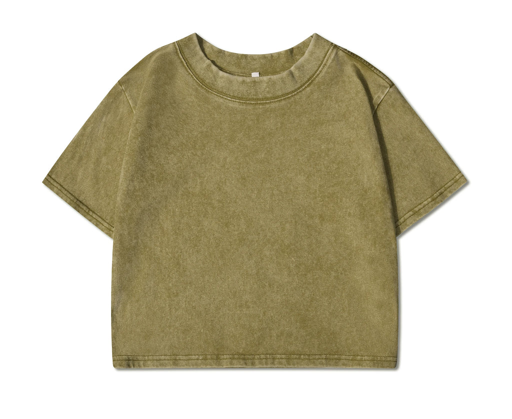 Washed Baumwoll Crop-Shirt Y2K - JWANOFFIZIELL