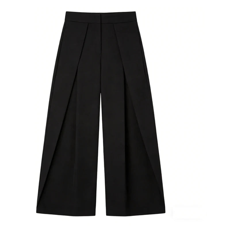 Damen weite Oversize-Hose, gestreift, elegant, Büro