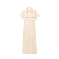Denim Midi Kleid in Beige - JWANOFFIZIELL