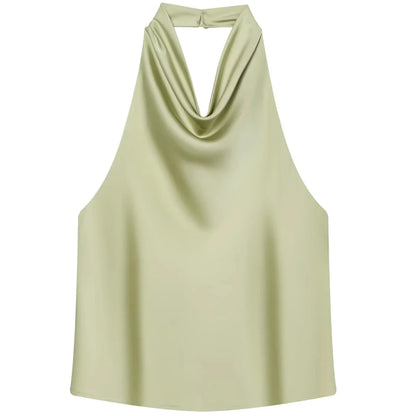 Damen Halter Satin Korsett Top Rückenfrei Elegant