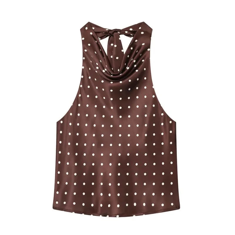 Satin Halter-Top in Braun - JWANOFFIZIELL