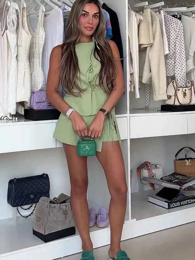 Rundhals Shorts Set