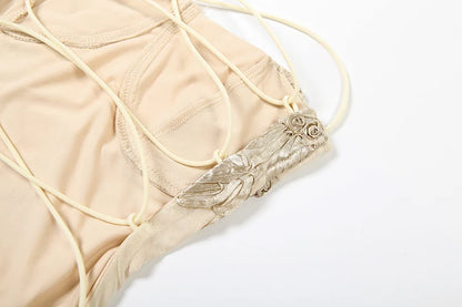 Blumen-Stickerei-Maxikleid Damen – Rückenfreies Bandage Tief-V Sommerkleid Elegant