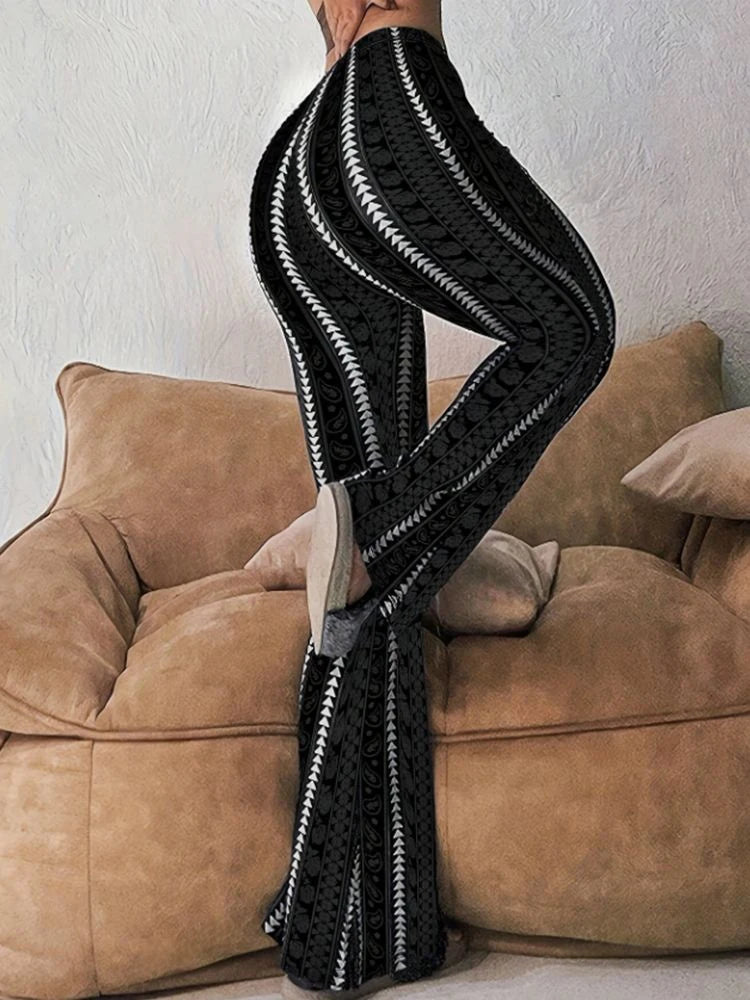 Retro-Print Flared Leggings - JWANOFFIZIELL