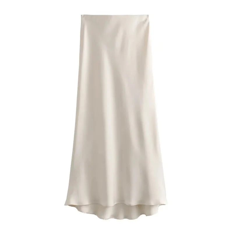 Satin Midi-Rock Damen – High-Waist Eleganter Sommerrock in vielen Farben