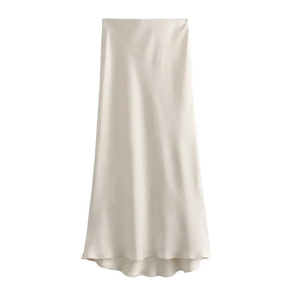 Satin Midi-Rock Damen – High-Waist Eleganter Sommerrock in vielen Farben