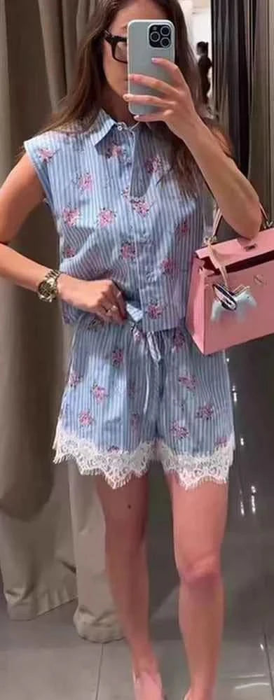 Spitzen Shorts Set