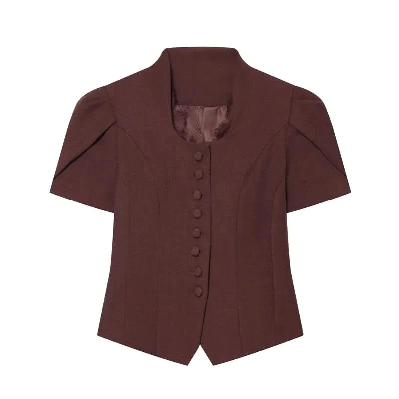 Puffärmel Spitzen-Blazer