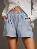 Gestreifte Loose-Shorts in Blau - JWANOFFIZIELL