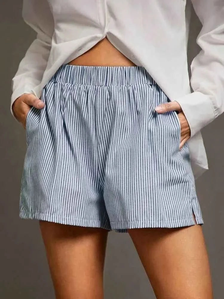 Gestreifte Loose-Shorts in Blau - JWANOFFIZIELL