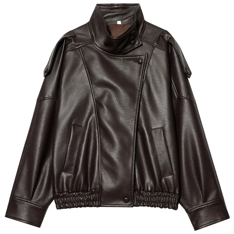 Kunstleder-Bomberjacke Motorrad-Stil - JWANOFFIZIELL