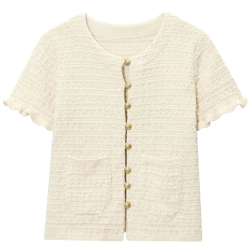 Cropped Strickjacke in Beige - JWANOFFIZIELL