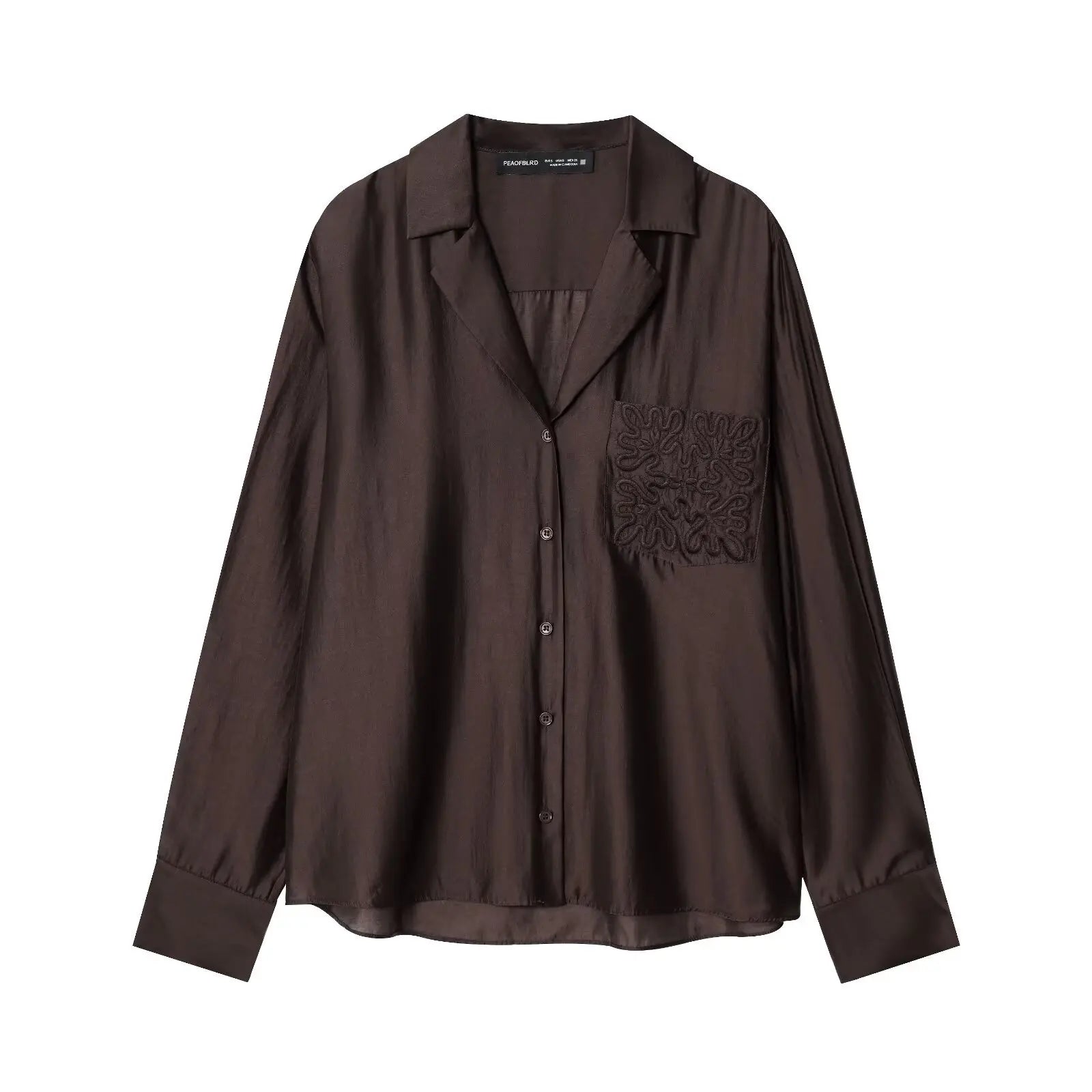 Bestickte Transparente Bluse mit Reverskragen - JWANOFFIZIELL